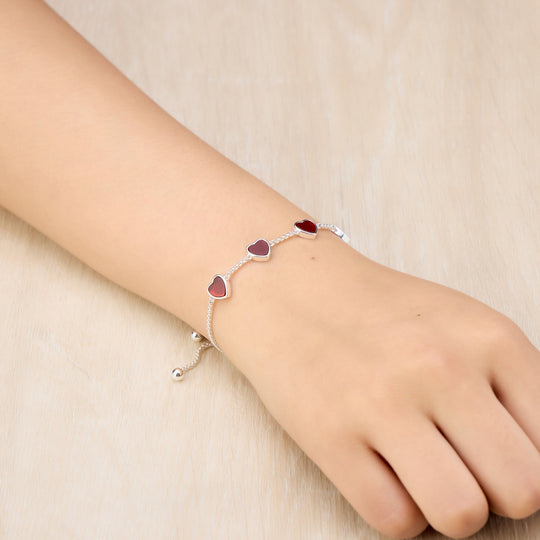 Carnelian Gemstone Multi Heart Friendship Bracelet - Philip Jones Jewellery