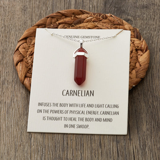 Carnelian Gemstone Necklace with Quote Card - Philip Jones Jewellery