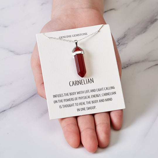 Carnelian Gemstone Necklace with Quote Card - Philip Jones Jewellery
