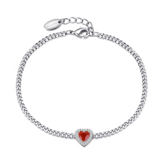 Carnelian Heart Gemstone Bracelet Created with Zircondia® Crystals - Philip Jones Jewellery
