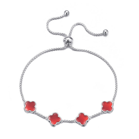 Carnelian Multi Clover Friendship Bracelet - Philip Jones Jewellery