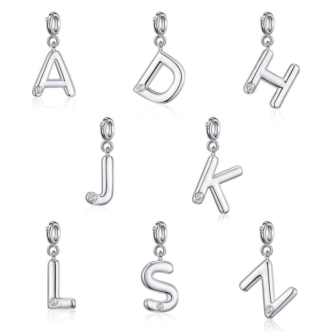 Clip On Initial Charms Letter A - Z Created with Zircondia® Crystals - Philip Jones Jewellery