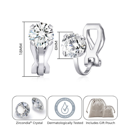 Crystal Clip On Earrings Created with Zircondia® Crystals - Philip Jones Jewellery