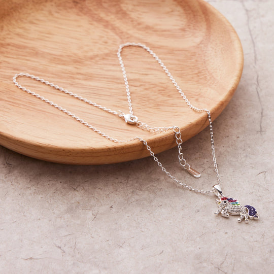 Crystal Unicorn Quote Necklace with Zircondia® Crystals - Philip Jones Jewellery