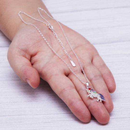 Crystal Unicorn Quote Necklace with Zircondia® Crystals - Philip Jones Jewellery