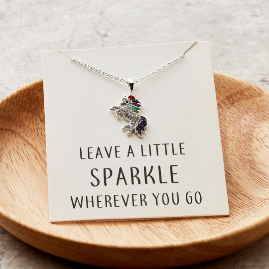 Crystal Unicorn Quote Necklace with Zircondia® Crystals - Philip Jones Jewellery