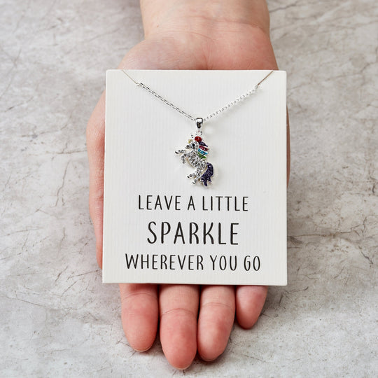 Crystal Unicorn Quote Necklace with Zircondia® Crystals - Philip Jones Jewellery