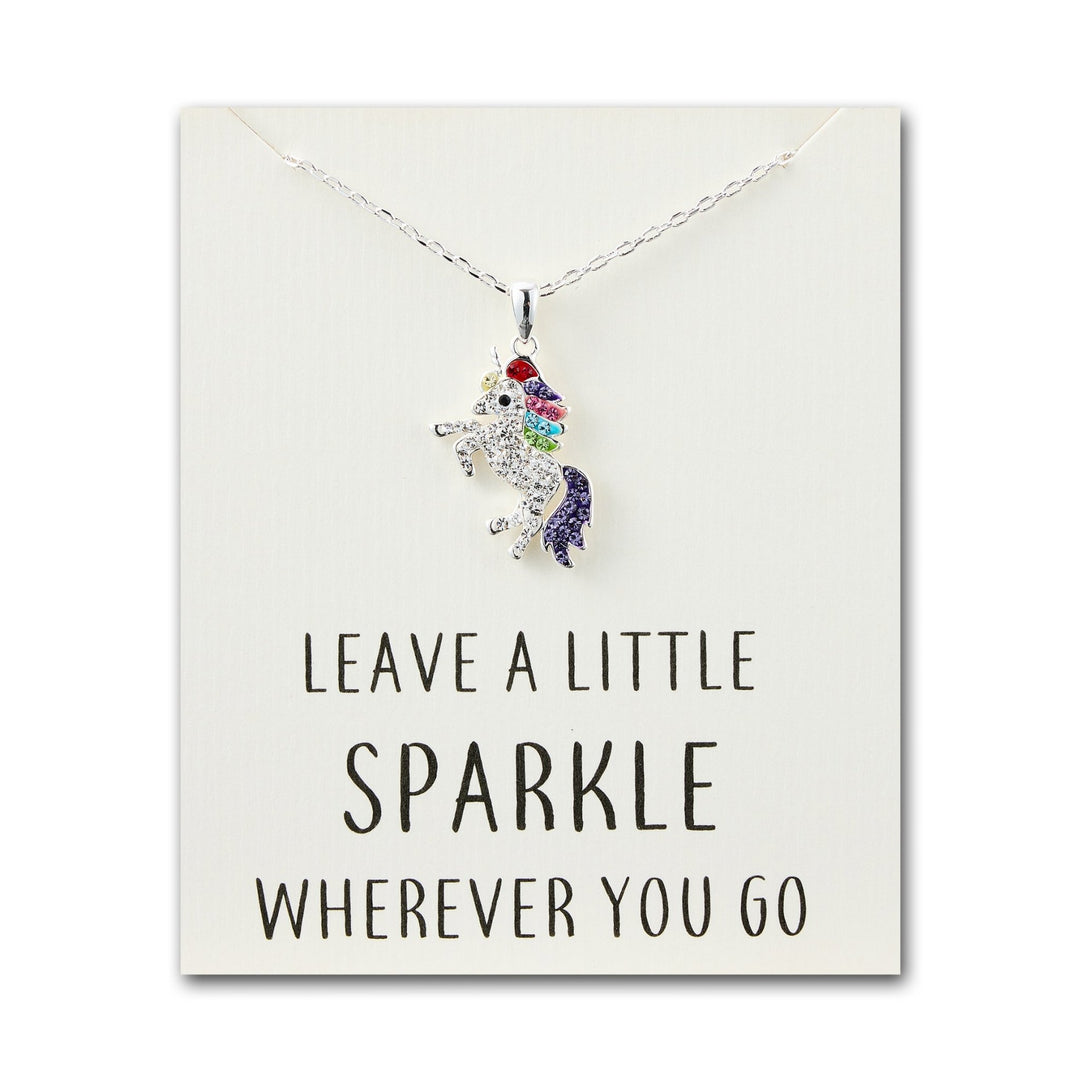 Crystal Unicorn Quote Necklace with Zircondia® Crystals - Philip Jones Jewellery