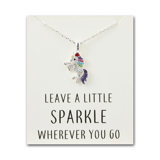 Crystal Unicorn Quote Necklace with Zircondia® Crystals - Philip Jones Jewellery