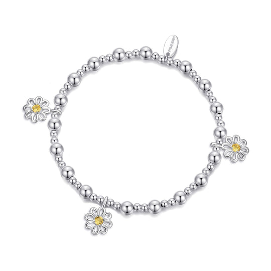 Daisy Crystal Beaded Stretch Bracelet Created with Zircondia® Crystals - Philip Jones Jewellery