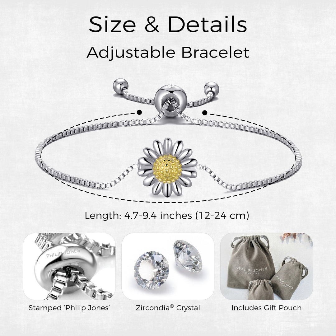 Daisy Friendship Bracelet Created with Zircondia® Crystals - Philip Jones Jewellery