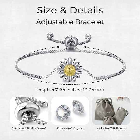 Daisy Friendship Bracelet Created with Zircondia® Crystals - Philip Jones Jewellery