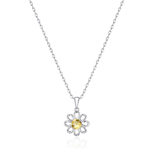 Daisy Necklace Created with Zircondia® Crystals - Philip Jones Jewellery
