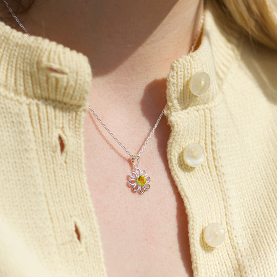 Daisy Necklace Created with Zircondia® Crystals - Philip Jones Jewellery
