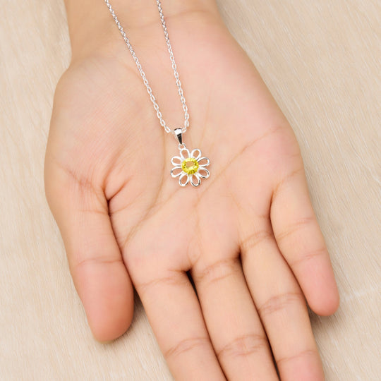 Daisy Necklace Created with Zircondia® Crystals - Philip Jones Jewellery