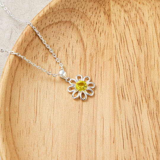 Daisy Necklace Created with Zircondia® Crystals - Philip Jones Jewellery