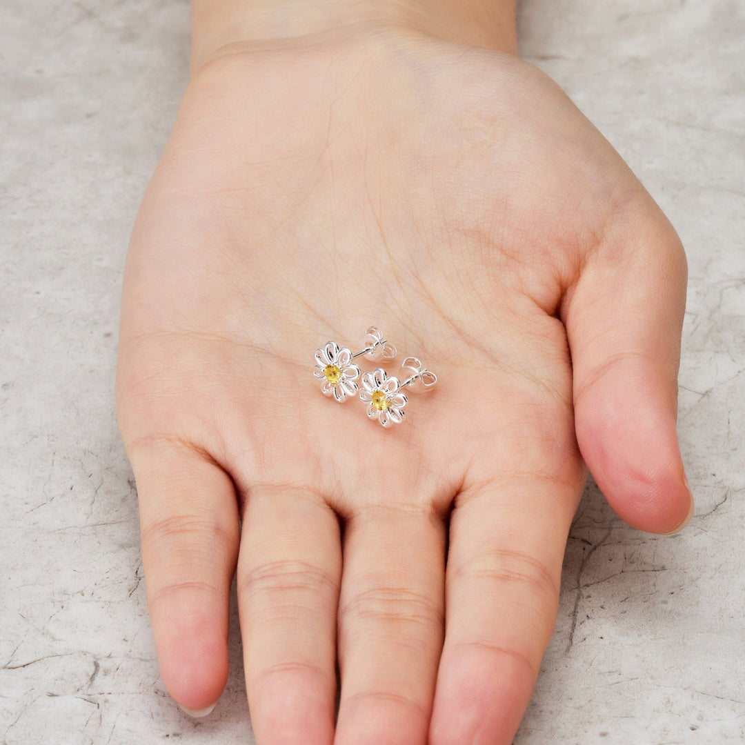 Daisy Stud Earrings Created with Zircondia® Crystals - Philip Jones Jewellery