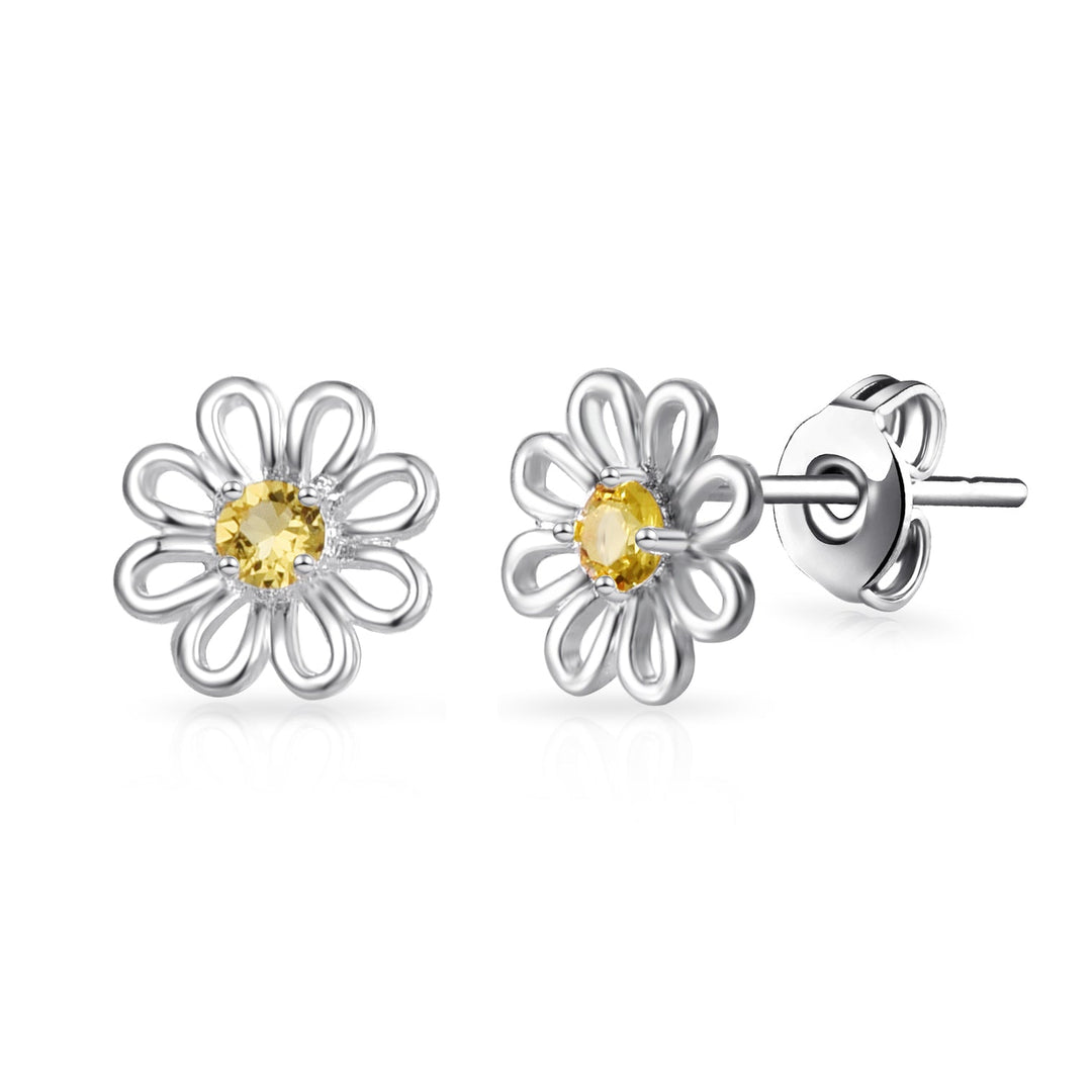 Daisy Stud Earrings Created with Zircondia® Crystals - Philip Jones Jewellery