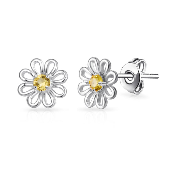 Daisy Stud Earrings Created with Zircondia® Crystals - Philip Jones Jewellery