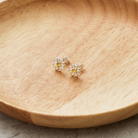 Daisy Stud Earrings Created with Zircondia® Crystals - Philip Jones Jewellery