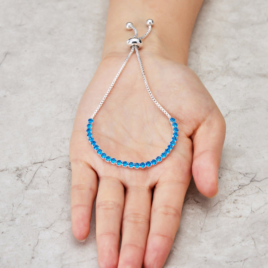 Dark Blue Tennis Friendship Bracelet Created with Zircondia® Crystals - Philip Jones Jewellery