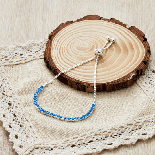 Dark Blue Tennis Friendship Bracelet Created with Zircondia® Crystals - Philip Jones Jewellery