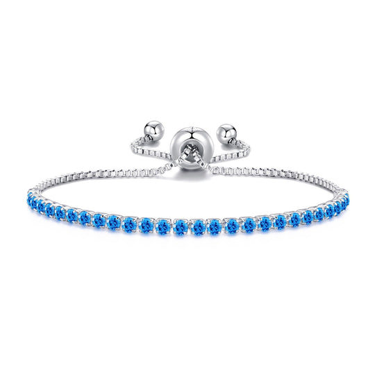 Dark Blue Tennis Friendship Bracelet Created with Zircondia® Crystals - Philip Jones Jewellery
