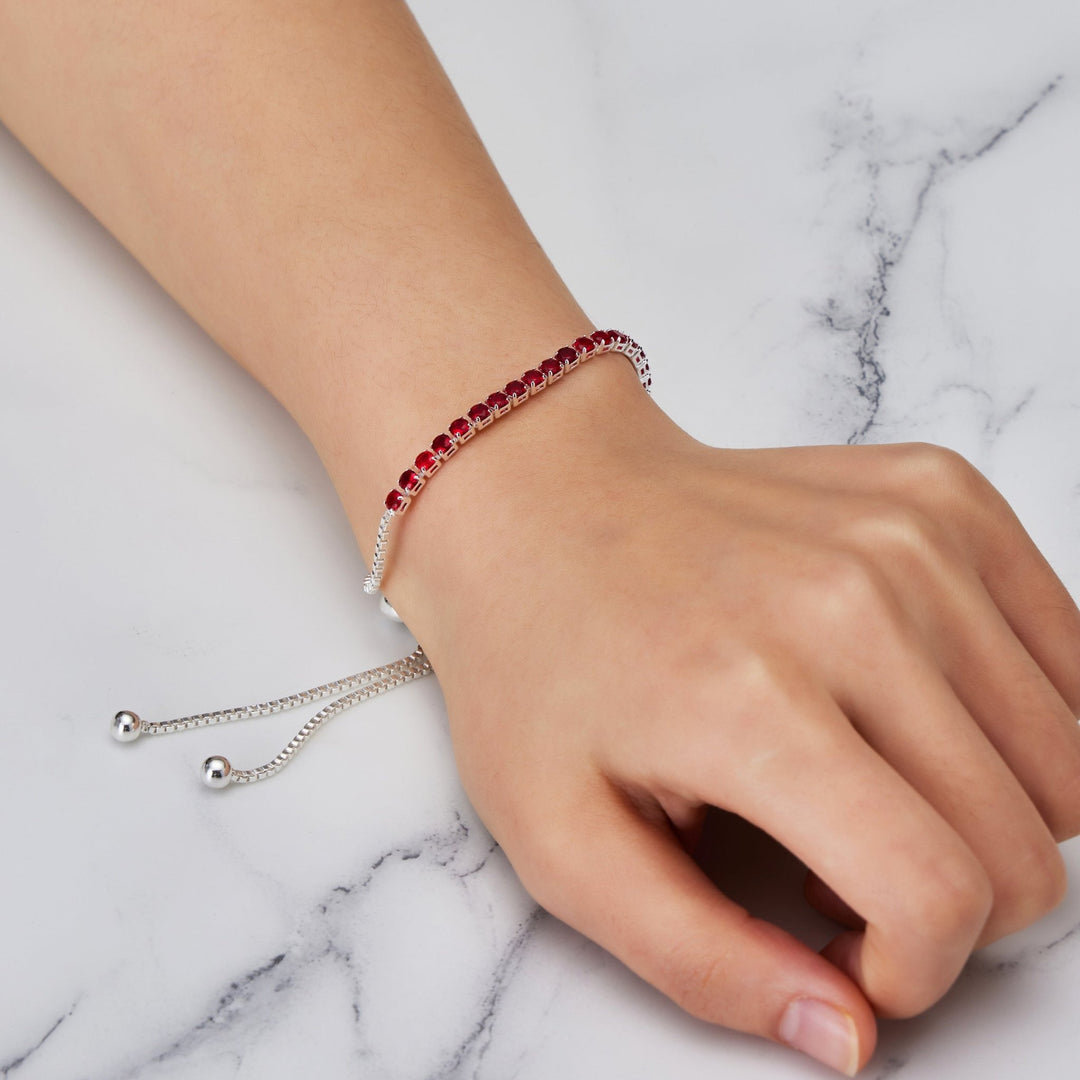 Dark Red Tennis Friendship Bracelet Created with Zircondia® Crystals - Philip Jones Jewellery