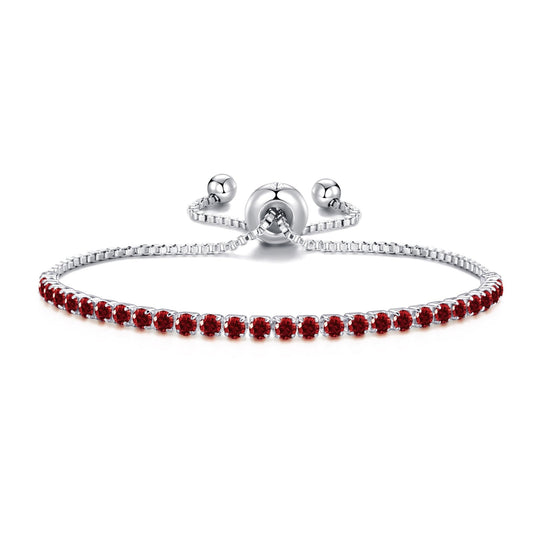 Dark Red Tennis Friendship Bracelet Created with Zircondia® Crystals - Philip Jones Jewellery