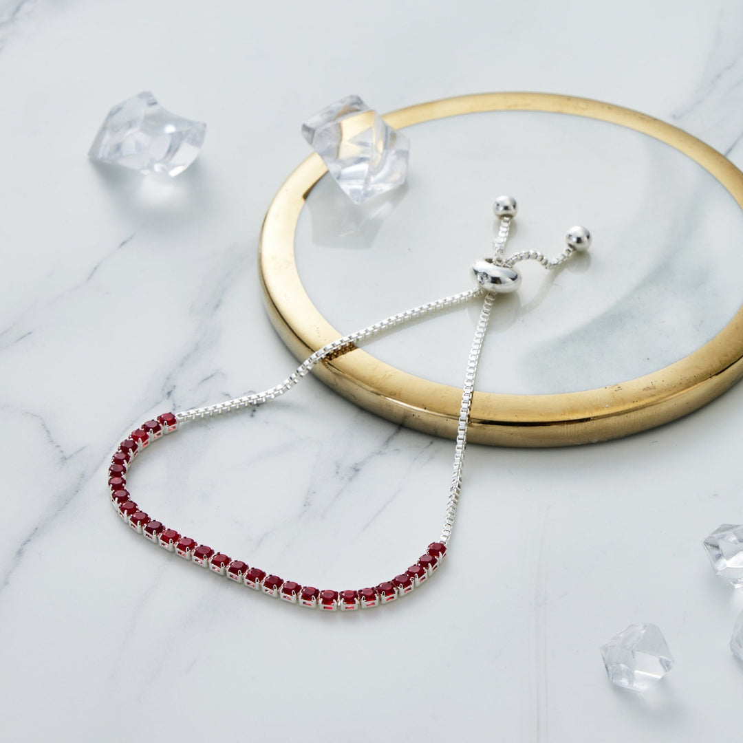 Dark Red Tennis Friendship Bracelet Created with Zircondia® Crystals - Philip Jones Jewellery