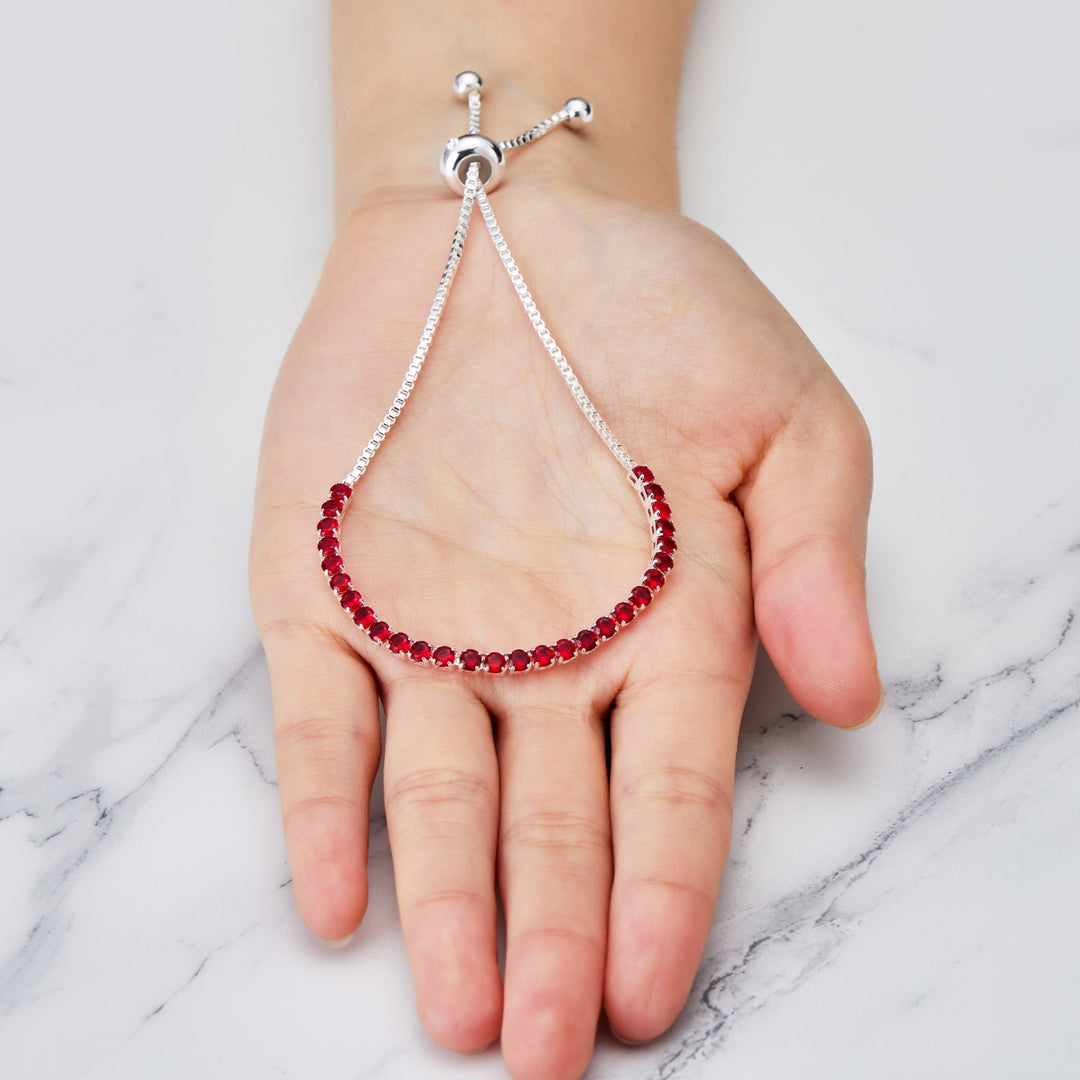 Dark Red Tennis Friendship Bracelet Created with Zircondia® Crystals - Philip Jones Jewellery