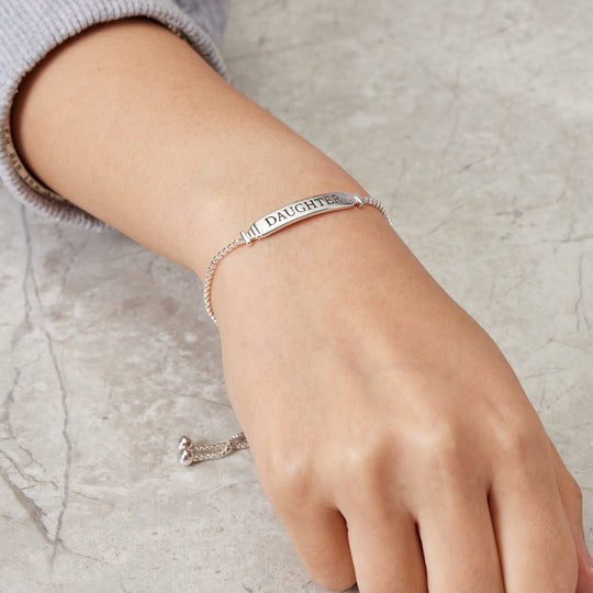 Daughter ID Friendship Bracelet Created with Zircondia® Crystals - Philip Jones Jewellery