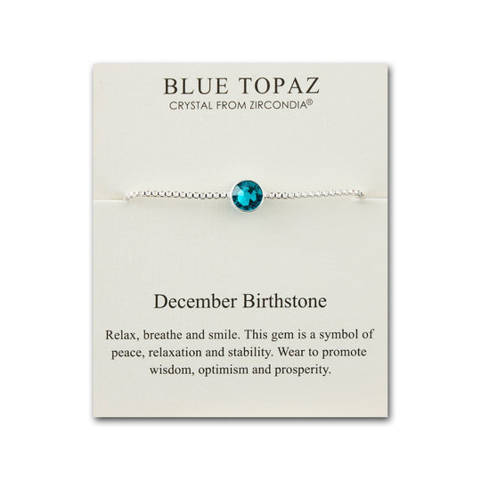 December (Blue Topaz) Birthstone Bracelet Created with Zircondia® Crystals - Philip Jones Jewellery