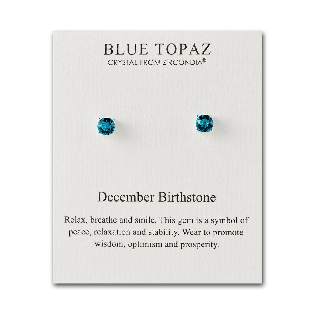 December (Blue Topaz) Birthstone Earrings Created with Zircondia® Crystals - Philip Jones Jewellery