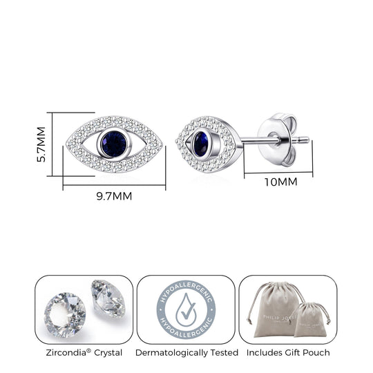 Evil Eye Earrings Created with Zircondia® Crystals - Philip Jones Jewellery