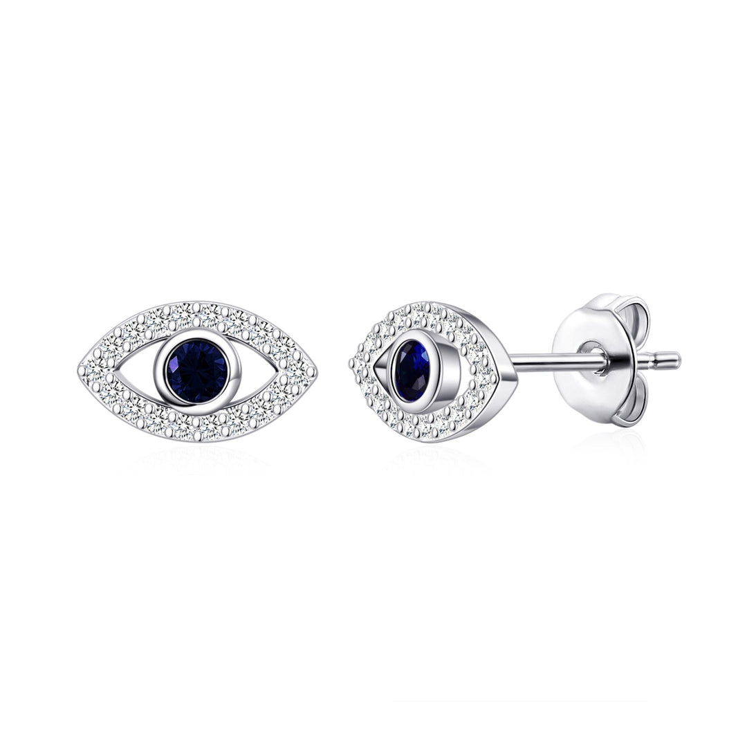 Evil Eye Earrings Created with Zircondia® Crystals - Philip Jones Jewellery