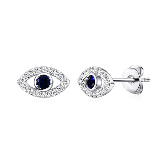 Evil Eye Earrings Created with Zircondia® Crystals - Philip Jones Jewellery