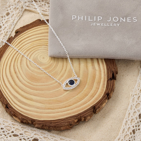 Evil Eye Necklace Created with Zircondia® Crystals - Philip Jones Jewellery