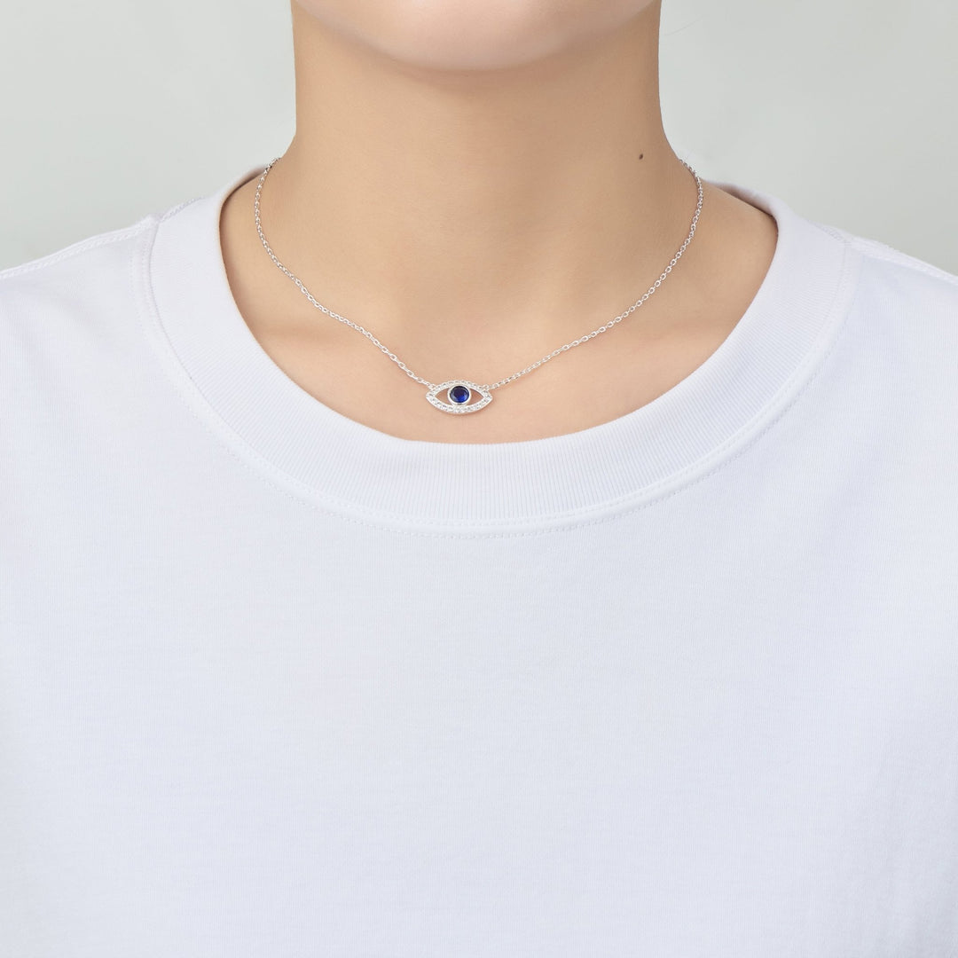 Evil Eye Necklace Created with Zircondia® Crystals - Philip Jones Jewellery