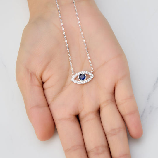Evil Eye Necklace Created with Zircondia® Crystals - Philip Jones Jewellery