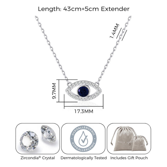 Evil Eye Necklace Created with Zircondia® Crystals - Philip Jones Jewellery