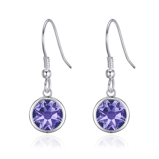 February Birthstone Drop Earrings Created with Amethyst Zircondia® Crystals - Philip Jones Jewellery