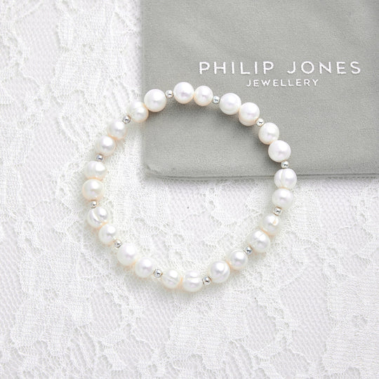Freshwater Baroque Pearl Bridal Stretch Bracelet - Philip Jones Jewellery