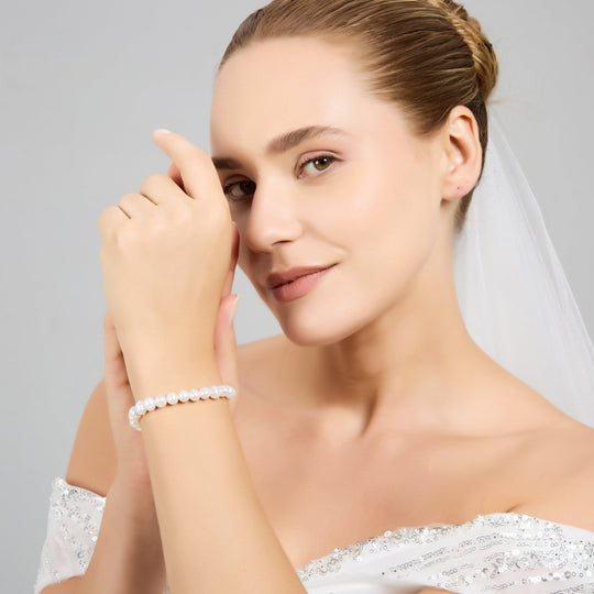 Freshwater Baroque Pearl Friendship Bridal Bracelet - Philip Jones Jewellery