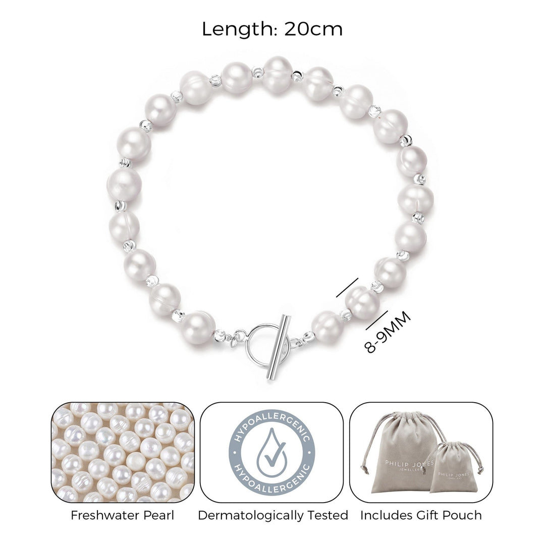 Freshwater Baroque Pearl T - Bar Bracelet - Philip Jones Jewellery