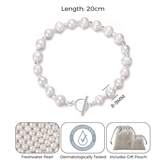 Freshwater Baroque Pearl T - Bar Bracelet - Philip Jones Jewellery