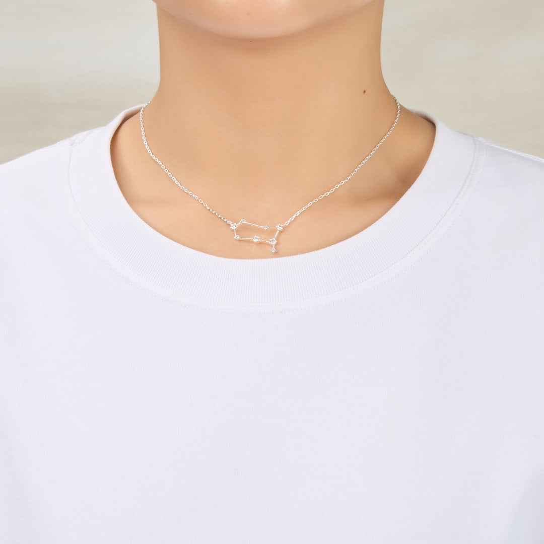 Gemini Star Sign Zodiac Constellation Necklace with Zircondia® Crystals - Philip Jones Jewellery