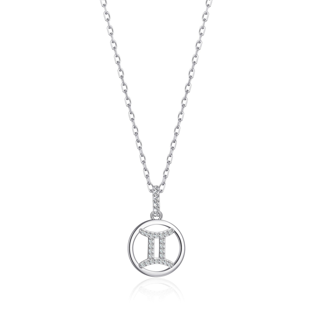 Gemini Star Sign Zodiac Necklace with Zircondia® Crystals - Philip Jones Jewellery