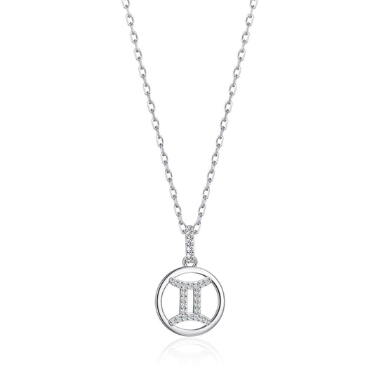 Gemini Star Sign Zodiac Necklace with Zircondia® Crystals - Philip Jones Jewellery