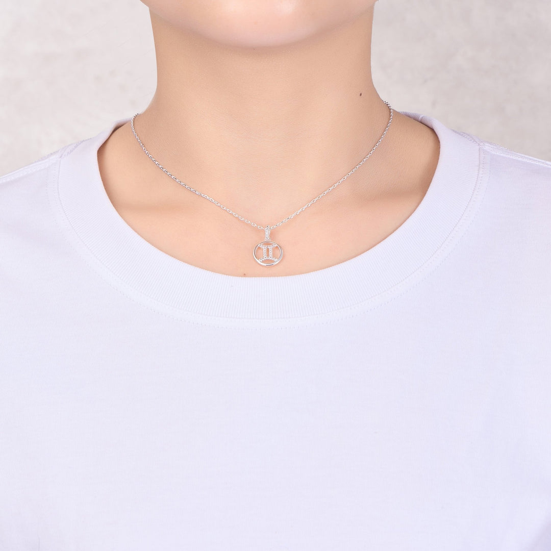 Gemini Star Sign Zodiac Necklace with Zircondia® Crystals - Philip Jones Jewellery